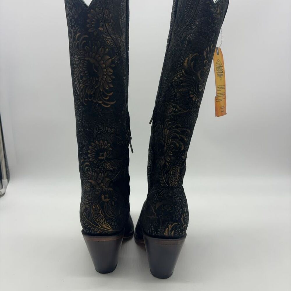 Corral Gold and Black Suede Cowboy Boots - Picture 5 of 6